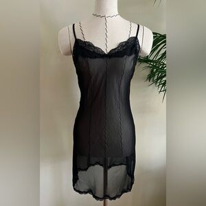 Victoria's Secret Sheer Black Lace Chemise Cami | Size M